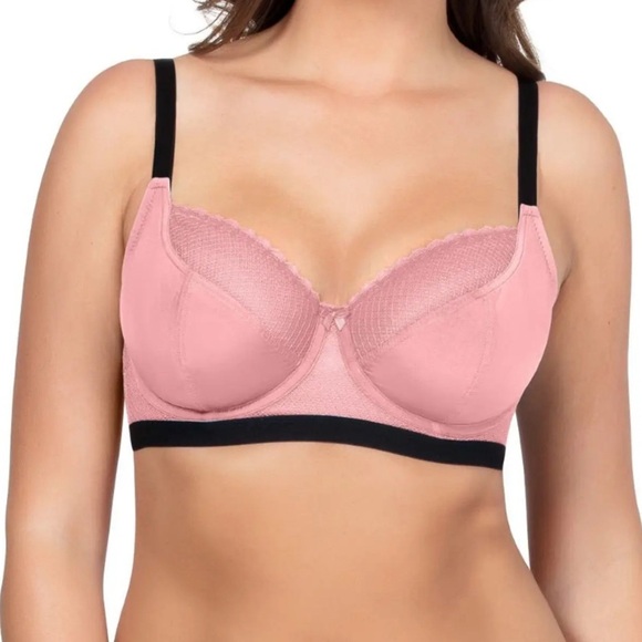 Parfait Quartz Pink Underwire Bra Sz 32K Full Figured Sexy Plunge Romina P5522 - Picture 1 of 14